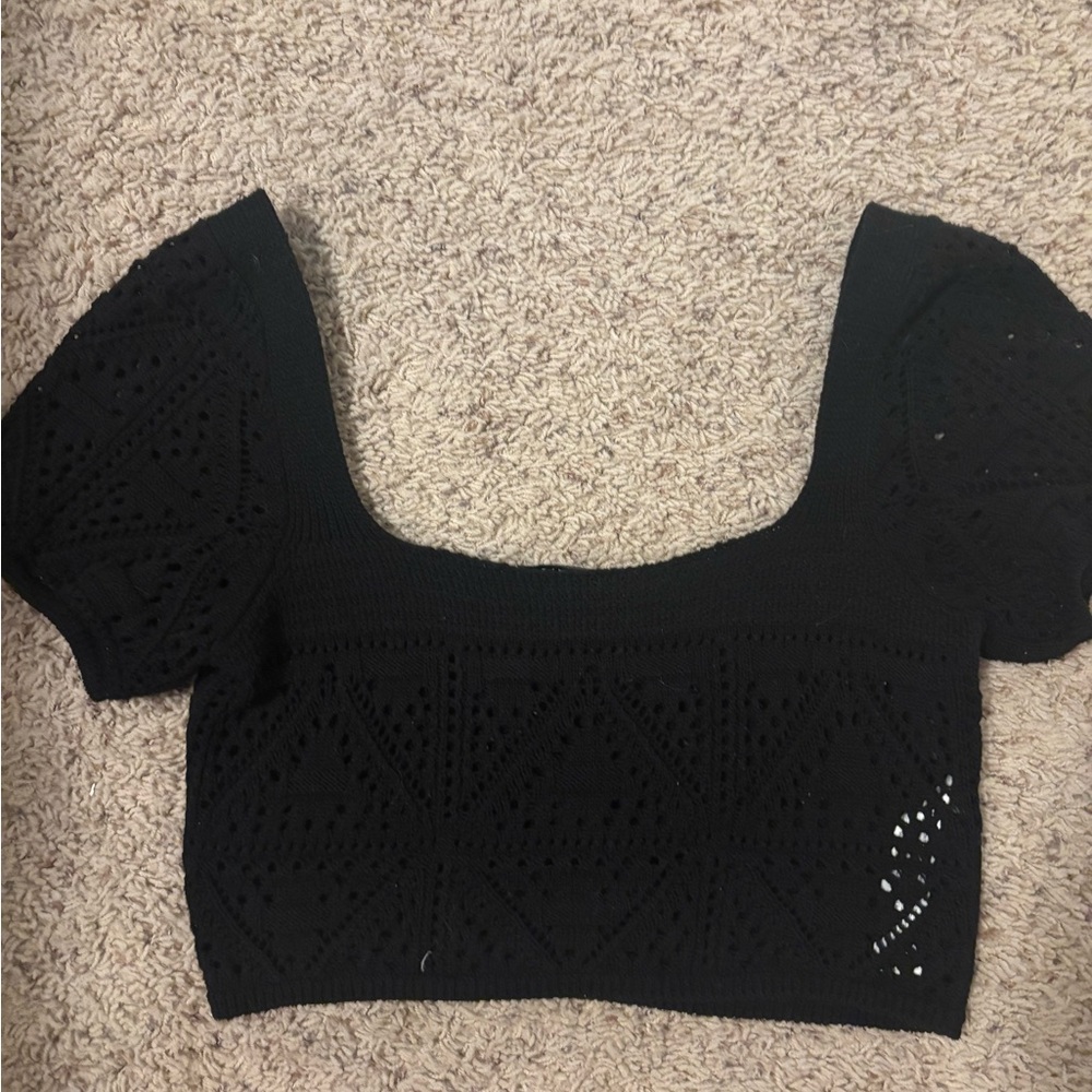 Zara Black Crochet Blouse